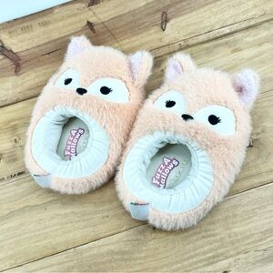 Squishmallows Peach Fox Fuzzy Kids Slippers